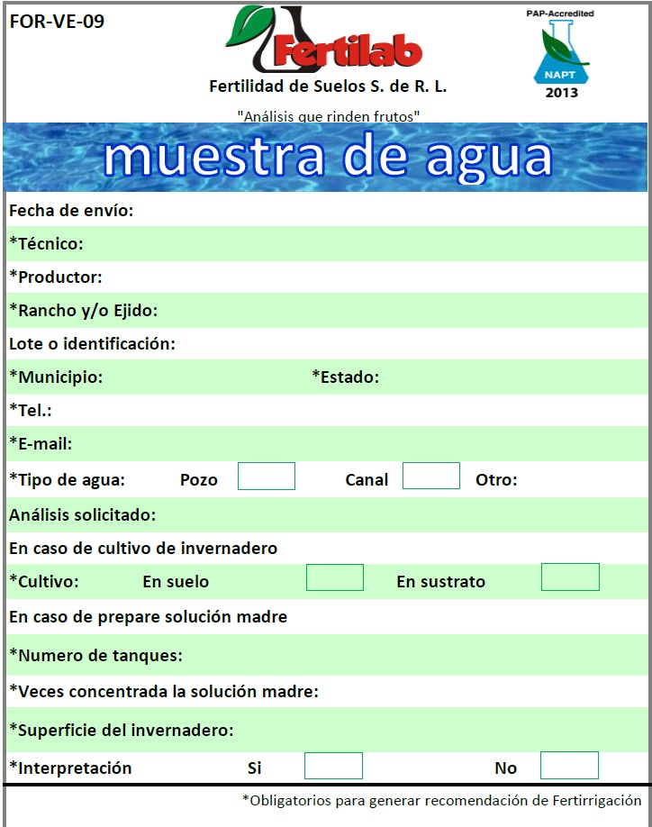 Análisis De Agua De Riego Fertilab 0594